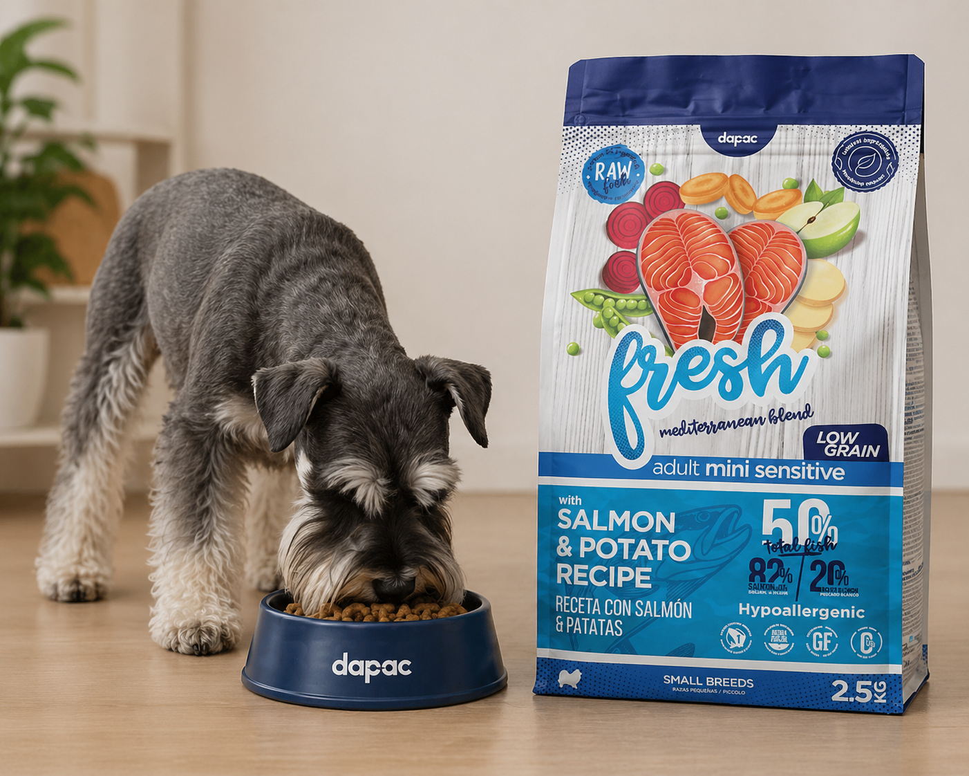 schnauzer mini comiendo Fresh